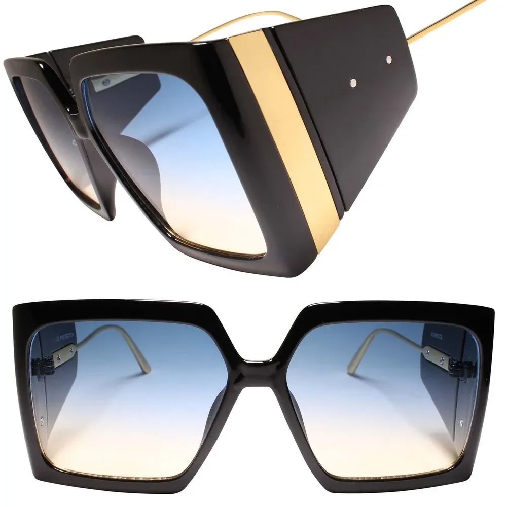 Classy Upscale Fashionable Womens Sunglasses Blue and Yellow Lens